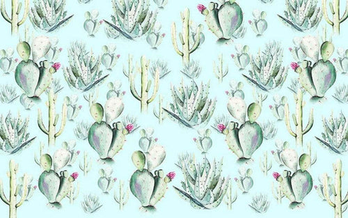 Komar Cactus Blue Papier Peint Intissé 400x250cm 4 bandes | Yourdecoration.fr