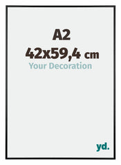 Austin Aluminium Cadre Photo 42x59 4cm A2 Noir Brillant De Face Mesure | Yourdecoration.fr
