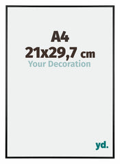 Austin Aluminium Cadre Photo 21x29 7cm A4 Noir Brillant De Face Mesure | Yourdecoration.fr