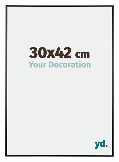 Austin Aluminium Cadre Photo 30x42cm Noir Brillant De Face Mesure | Yourdecoration.fr