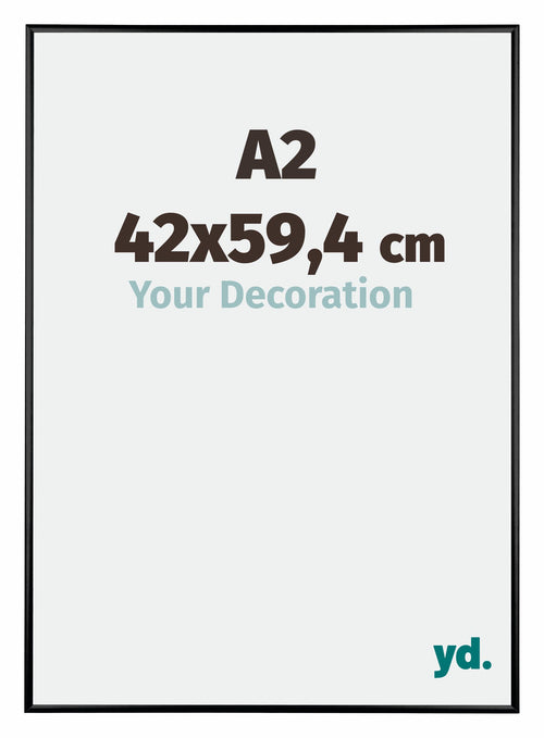 Austin Aluminium Cadre Photo 42x59 4cm A2 Noir Brillant De Face Mesure | Yourdecoration.fr