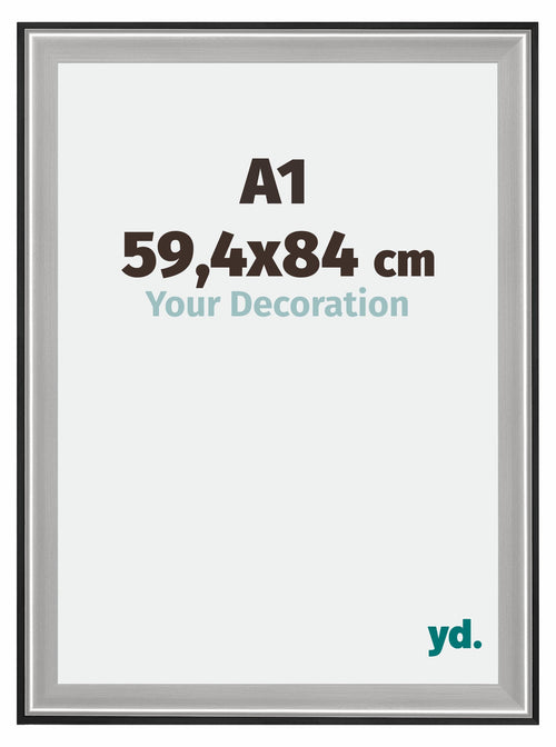 Birmingham Bois Cadre Photo 59 4x84cm A1 Noir Argent Poli Mesure | Yourdecoration.fr