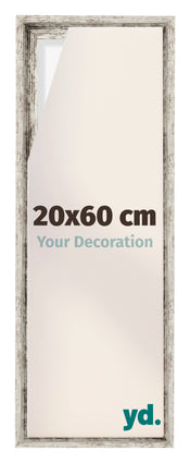 Lyon MDF Cadre Flottant 20x60cm Blanc Vintage De Face Mesure | Yourdecoration.fr