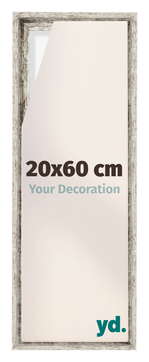 Lyon MDF Cadre Flottant 20x60cm Blanc Vintage De Face Mesure | Yourdecoration.fr
