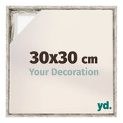 Lyon MDF Cadre Flottant 30x30cm Blanc Vintage De Face Mesure | Yourdecoration.fr