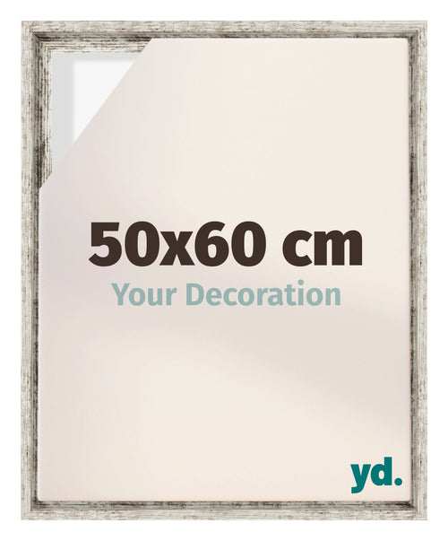 Lyon MDF Cadre Flottant 50x60cm Blanc Vintage De Face Mesure | Yourdecoration.fr