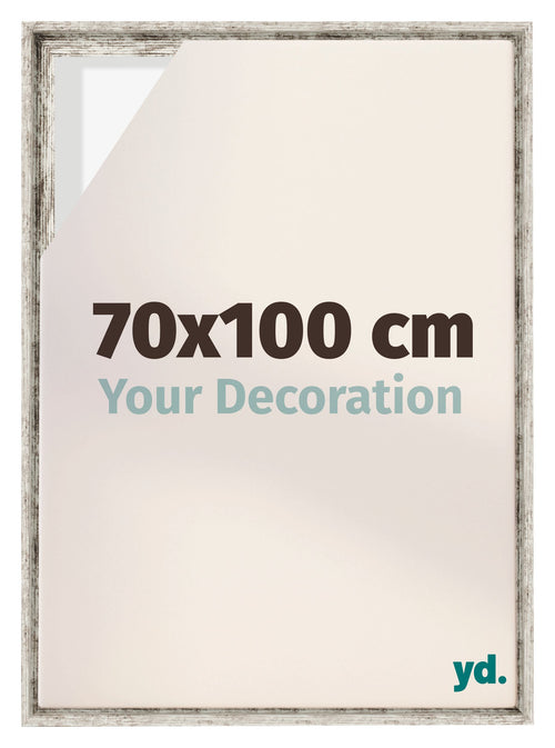 Lyon MDF Cadre Flottant 70x100cm Blanc Vintage De Face Mesure | Yourdecoration.fr