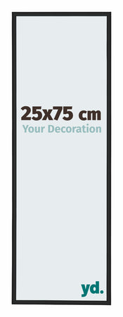 Miami Aluminium Cadre Photo 25x75cm Noir Brillant De Face Mesure | Yourdecoration.fr