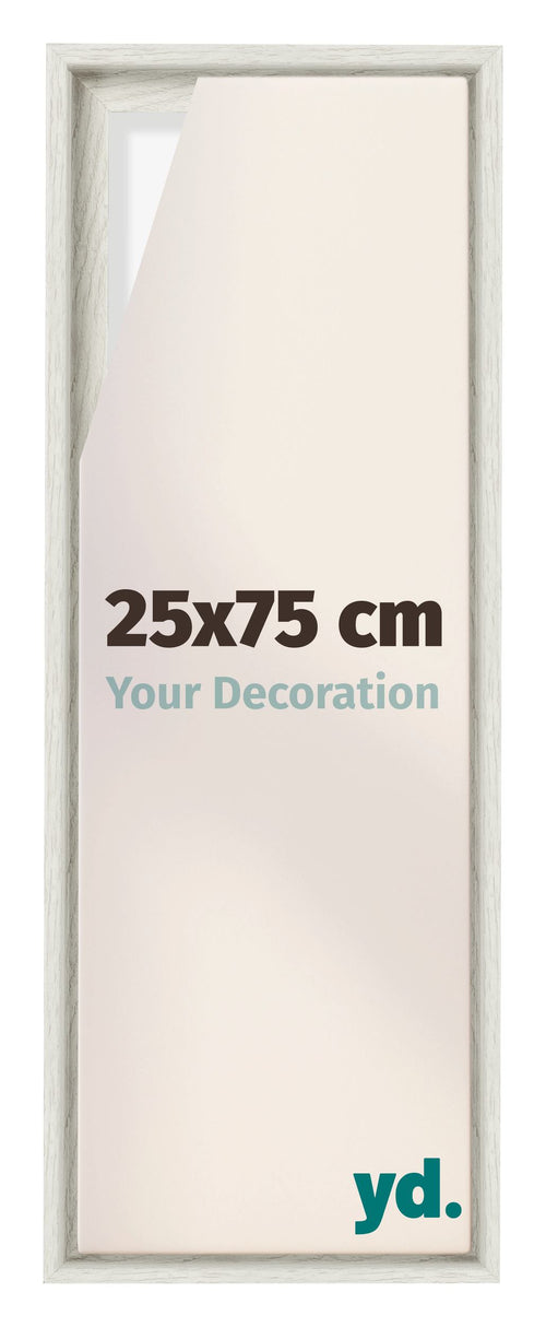 Lyon MDF Cadre Flottant 25x75cm White Wash De Face Mesure | Yourdecoration.fr