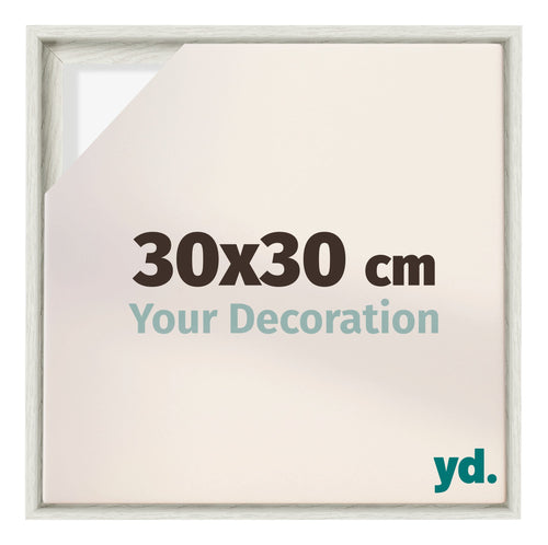 Lyon MDF Cadre Flottant 30x30cm White Wash De Face Mesure | Yourdecoration.fr