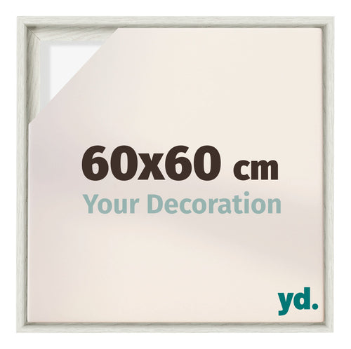 Lyon MDF Cadre Flottant 60x60cm White Wash De Face Mesure | Yourdecoration.fr