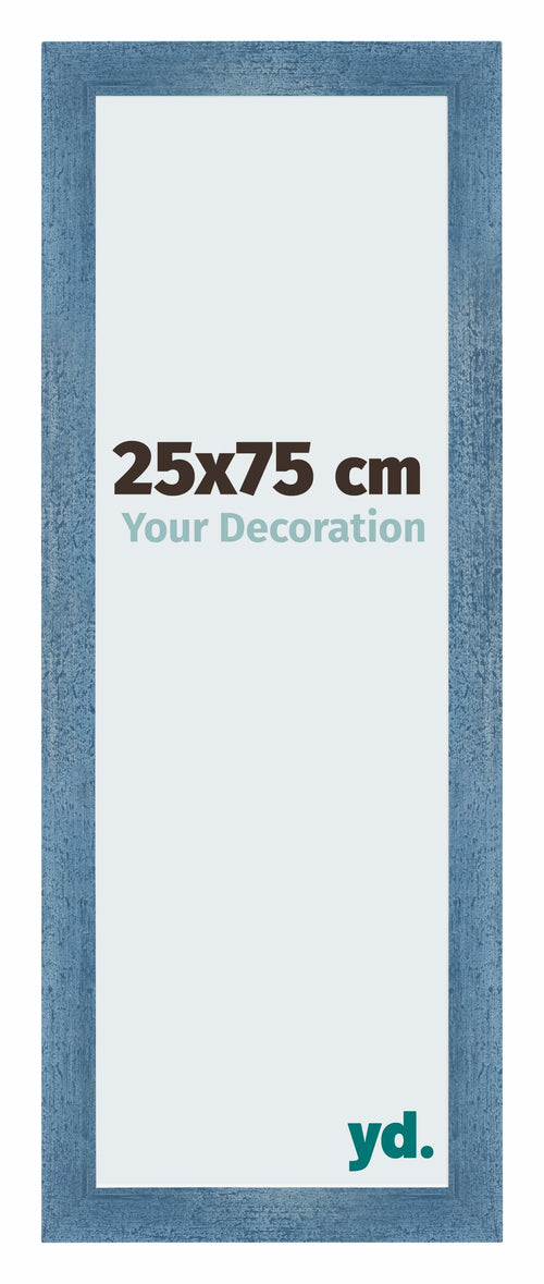 Mura MDF Cadre Photo 25x75cm Bleu Brillant Patiné De Face Mesure | Yourdecoration.fr