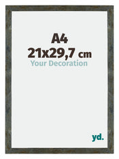 Mura MDF Cadre Photo 21x29,7cm A4 Bleu Or Mélangé De Face Mesure | Yourdecoration.fr