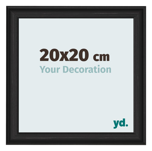 Cadre Photo 20x20cm Noir Grain de Bois MDF Lazio De Face Mesure | Yourdecoration.fr