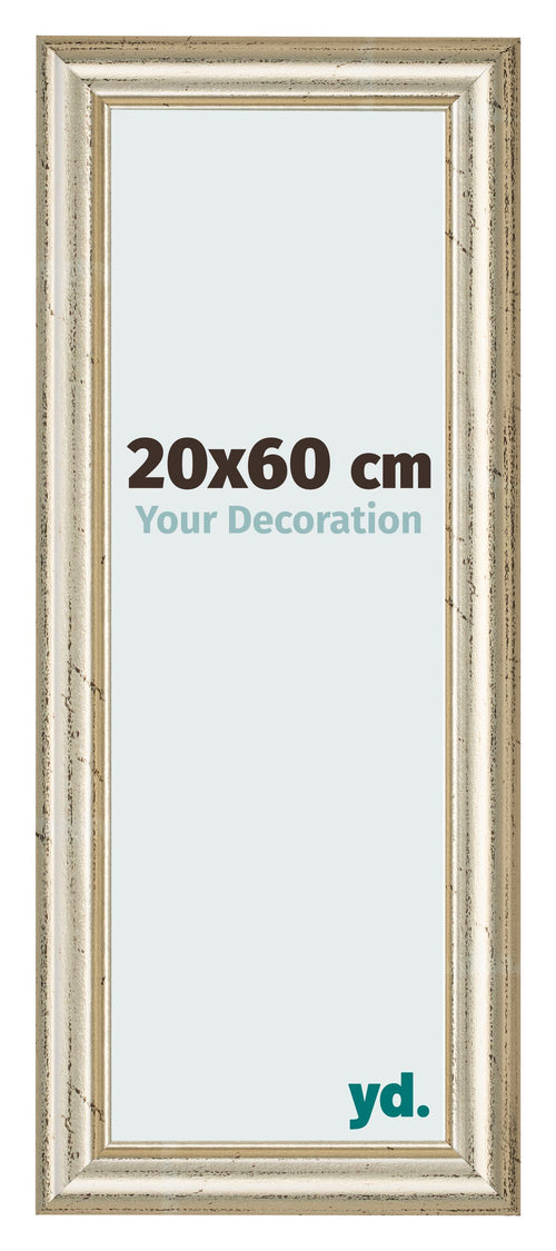 Cadre Photo 20x60cm Brillance Metallique MDF Lazio De Face Mesure | Yourdecoration.fr