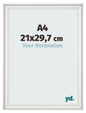 Cadre Photo 21x29 7cm A4 Blanc Patine MDF Lazio De Face Mesure | Yourdecoration.fr