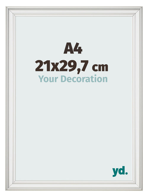 Cadre Photo 21x29 7cm A4 Blanc Patine MDF Lazio De Face Mesure | Yourdecoration.fr