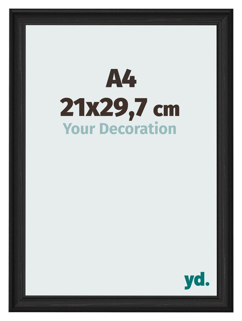 Cadre Photo 21x29 7cm A4 Noir Grain de Bois MDF Lazio De Face Mesure | Yourdecoration.fr