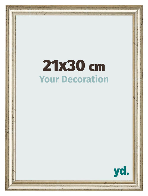 Cadre Photo 21x30cm Brillance Metallique MDF Lazio De Face Mesure | Yourdecoration.fr