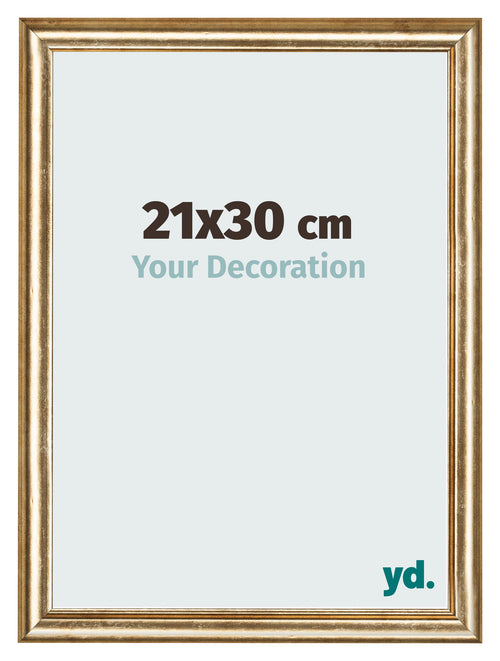 Cadre Photo 21x30cm Or Antique MDF Lazio De Face Mesure | Yourdecoration.fr
