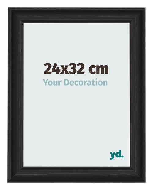 Cadre Photo 24x32cm Noir Grain de Bois MDF Lazio De Face Mesure | Yourdecoration.fr