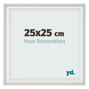 Cadre Photo 25x25cm Blanc Patine MDF Lazio De Face Mesure | Yourdecoration.fr