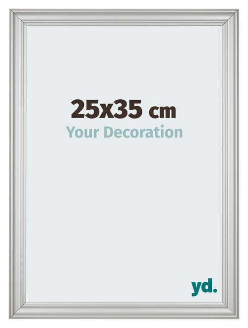 Cadre Photo 25x35cm Argent Mat MDF Lazio De Face Mesure | Yourdecoration.fr