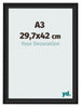 Cadre Photo 29 7x42cm A3 Noir Grain de Bois MDF Lazio De Face Mesure | Yourdecoration.fr