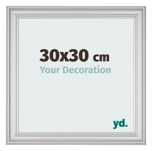 Cadre Photo 30x30cm Argent Mat MDF Lazio De Face Mesure | Yourdecoration.fr