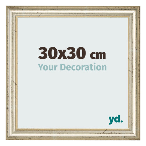 Cadre Photo 30x30cm Brillance Metallique MDF Lazio De Face Mesure | Yourdecoration.fr