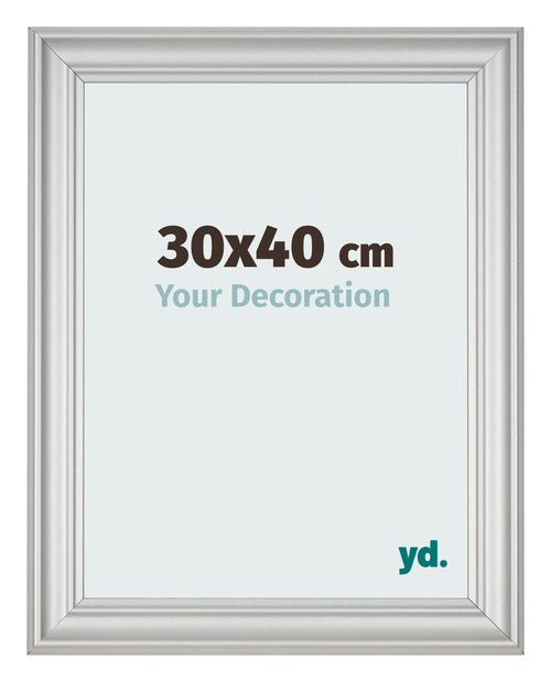 Cadre Photo 30x40cm Argent Mat MDF Lazio De Face Mesure | Yourdecoration.fr