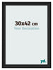 Cadre Photo 30x42cm Noir Grain de Bois MDF Lazio De Face Mesure | Yourdecoration.fr