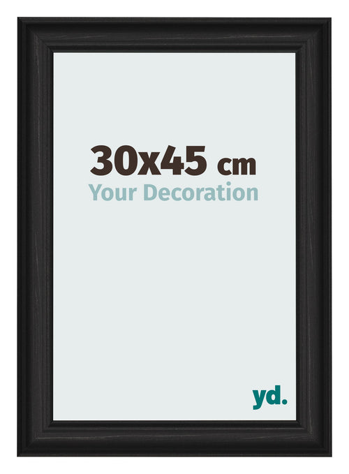 Cadre Photo 30x45cm Noir Grain de Bois MDF Lazio De Face Mesure | Yourdecoration.fr