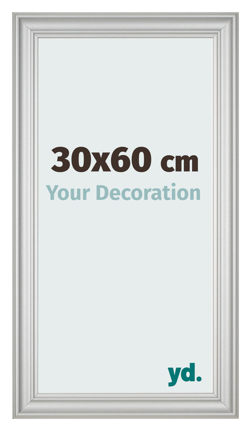 Cadre Photo 30x60cm Argent Mat MDF Lazio De Face Mesure | Yourdecoration.fr