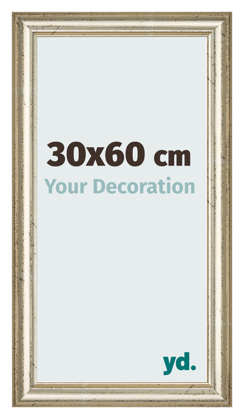 Cadre Photo 30x60cm Brillance Metallique MDF Lazio De Face Mesure | Yourdecoration.fr