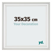 Cadre Photo 35x35cm Blanc Patine MDF Lazio De Face Mesure | Yourdecoration.fr
