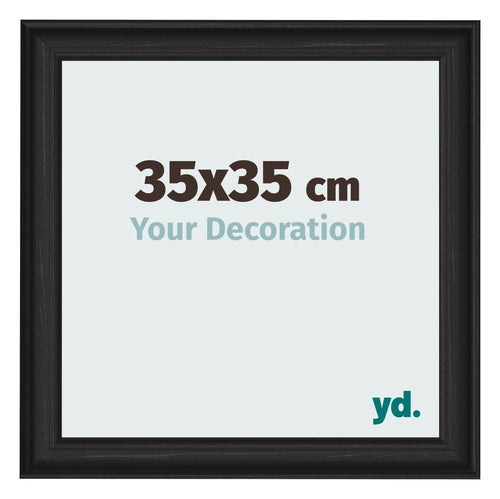 Cadre Photo 35x35cm Noir Grain de Bois MDF Lazio De Face Mesure | Yourdecoration.fr