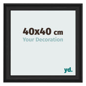 Cadre Photo 40x40cm Noir Grain de Bois MDF Lazio De Face Mesure | Yourdecoration.fr