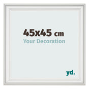 Cadre Photo 45x45cm Blanc Patine MDF Lazio De Face Mesure | Yourdecoration.fr