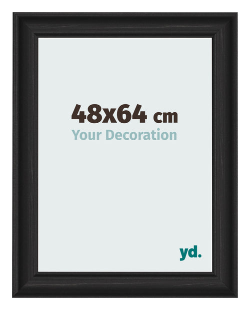 Cadre Photo 48x64cm Noir Grain de Bois MDF Lazio De Face Mesure | Yourdecoration.fr
