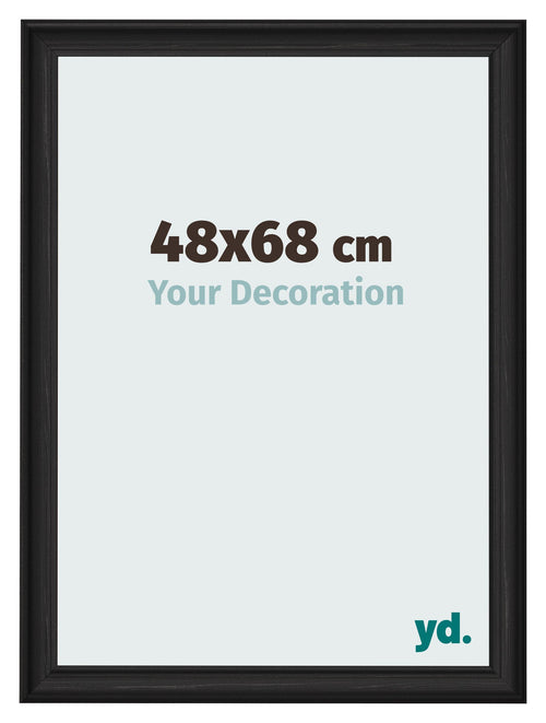 Cadre Photo 48x68cm Noir Grain de Bois MDF Lazio De Face Mesure | Yourdecoration.fr