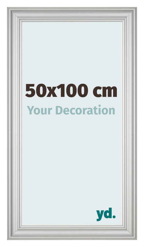 Cadre Photo 50x100cm Argent Mat MDF Lazio De Face Mesure | Yourdecoration.fr