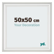 Cadre Photo 50x50cm Blanc Patine MDF Lazio De Face Mesure | Yourdecoration.fr