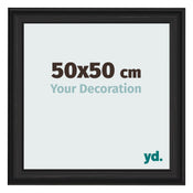 Cadre Photo 50x50cm Noir Grain de Bois MDF Lazio De Face Mesure | Yourdecoration.fr