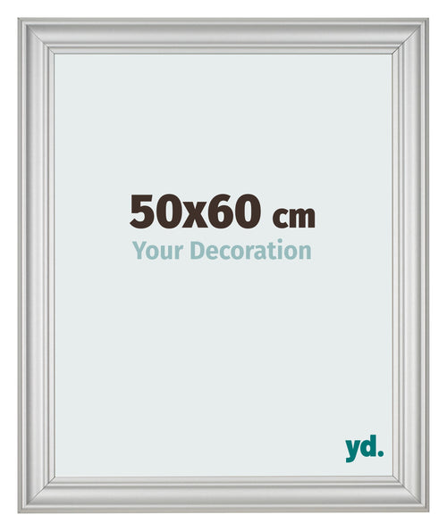 Cadre Photo 50x60cm Argent Mat MDF Lazio De Face Mesure | Yourdecoration.fr