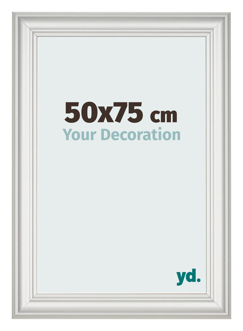 Cadre Photo 50x75cm Blanc Patine MDF Lazio De Face Mesure | Yourdecoration.fr