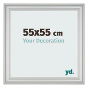 Cadre Photo 55x55cm Argent Mat MDF Lazio De Face Mesure | Yourdecoration.fr