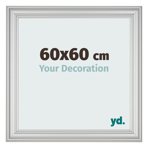Cadre Photo 60x60cm Argent Mat MDF Lazio De Face Mesure | Yourdecoration.fr