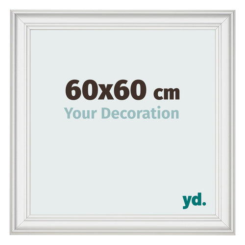 Cadre Photo 60x60cm Blanc Patine MDF Lazio De Face Mesure | Yourdecoration.fr