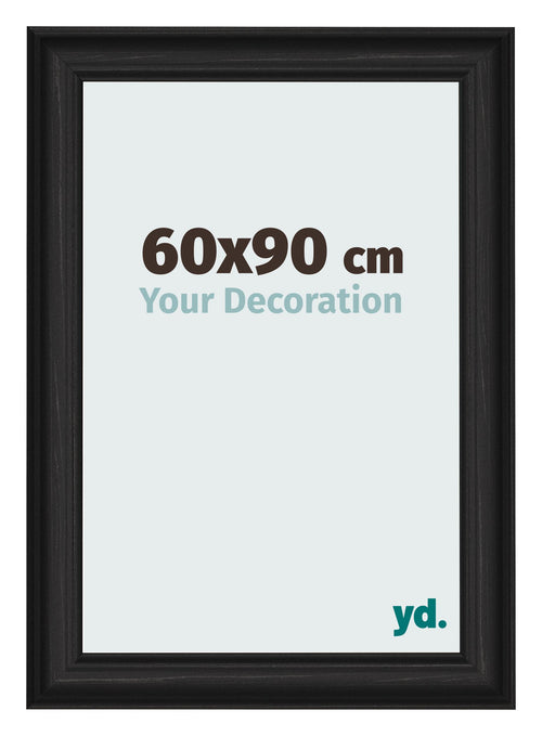 Cadre Photo 60x90cm Noir Grain de Bois MDF Lazio De Face Mesure | Yourdecoration.fr